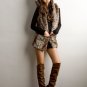 Leopard Faux Fur Sleeveless Hood Jacket