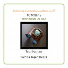 PDF Tutorial - Bead embroidered Brown & Turquoise Leather Cuff - Instructions ONLY