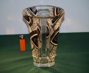 An Art Deco Enameled Glass Vase By Karl Palda.