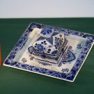 Antique Delftware Writing / Desk Set & inkwell.