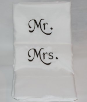 White monogrammed pillowcases