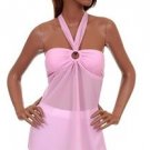 NWOT Poema Dusty Pink Top shirt halter Sexy Size L