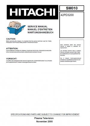 HITACHI 42PD3200 PLASMA TV SERVICE REPAIR MANUAL