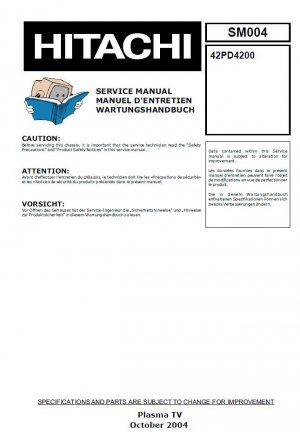HITACHI 42PD4200 PLASMA TV SERVICE REPAIR MANUAL