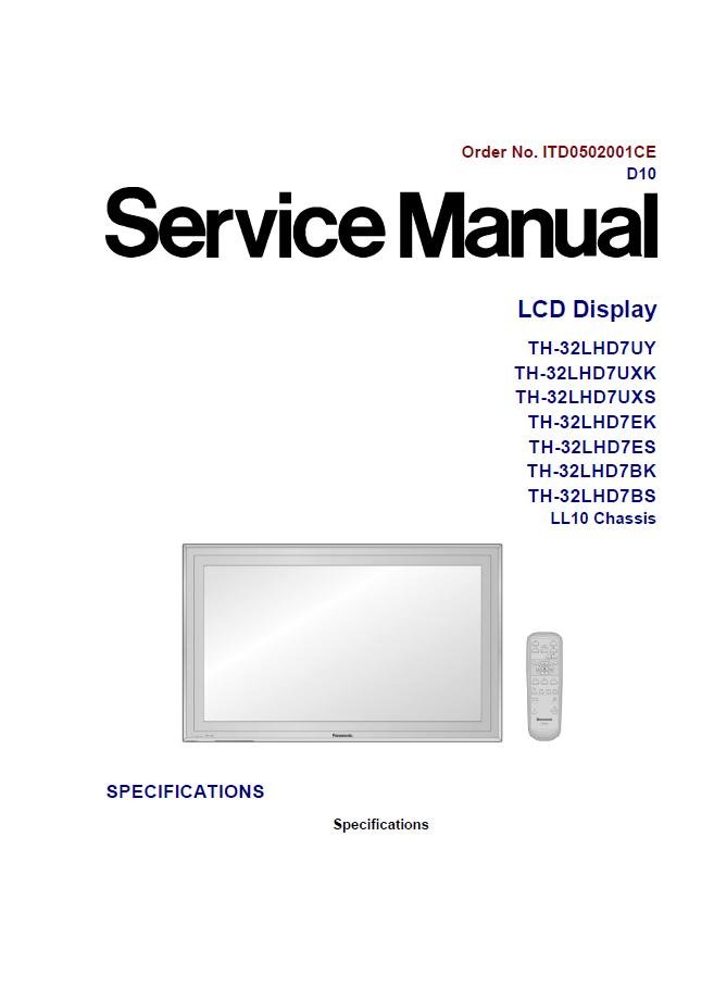 PANASONIC TH-32LHD7UY TH-32LHD7UXK TH-32LHD7EK TH-32LHD7BS TH-32LHD7ES TH-32LHD7BK SERVICE MANUAL