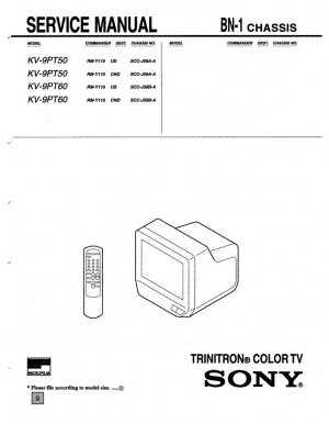 SONY KV-9PT50 KV-9PT60 TV SERVICE REPAIR MANUAL