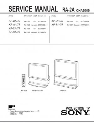 SONY KP-48V75 KP-53V75 KP-61V75 TV SERVICE REPAIR MANUAL