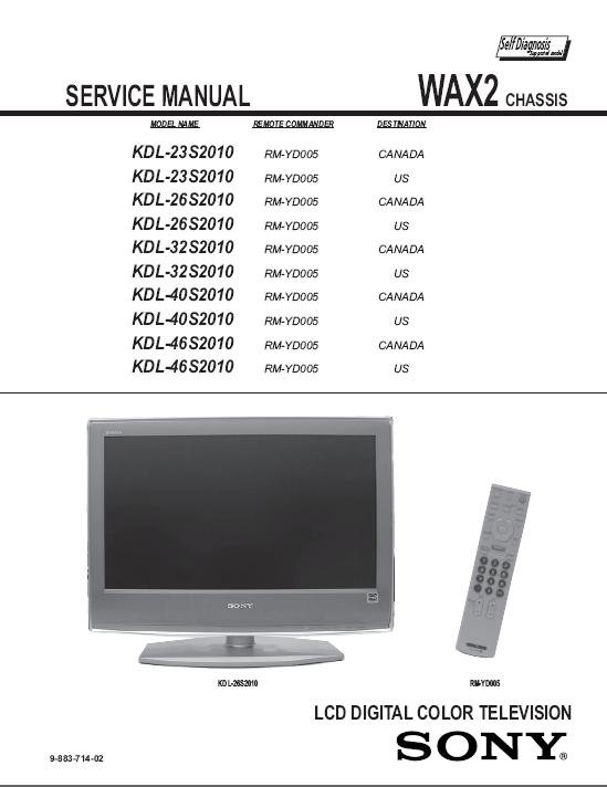 SONY KDL-23S2010 KDL-26S2010 KDL-32S2010 KDL-40S2010 KDL ... lcd tv schematic diagrams 