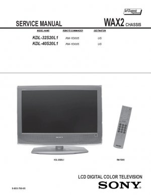 SONY KDL-32S20L1 KDL-40S20L1 LCD TV SERVICE REPAIR MANUAL