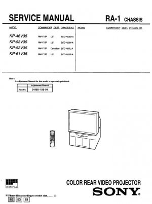 SONY KP-46V35 KP-53V35 KP-61V35 TV SERVICE REPAIR MANUAL