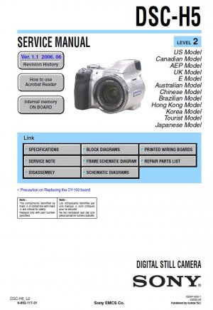 SONY DSC-H5 DIGITAL CAMERA SERVICE REPAIR MANUAL