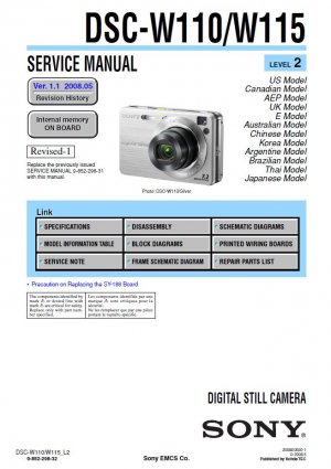 SONY DSC-W110 DSC-W115 DIGITAL CAMERA SERVICE REPAIR MANUAL