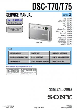 SONY DSC-T70 DSC-T75 DIGITAL CAMERA SERVICE REPAIR MANUAL
