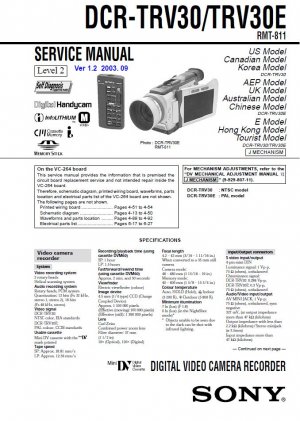 SONY DCR-TRV30 DCR-TRV30E CAMCORDER SERVICE REPAIR MANUAL