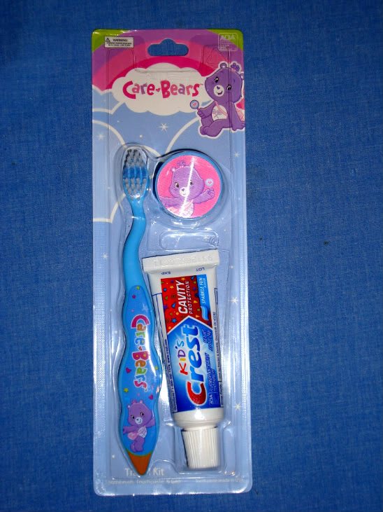 NEW Care Bears Travel Kit Toothbrush Cap Crest Toothpaste NIP Blue Oral