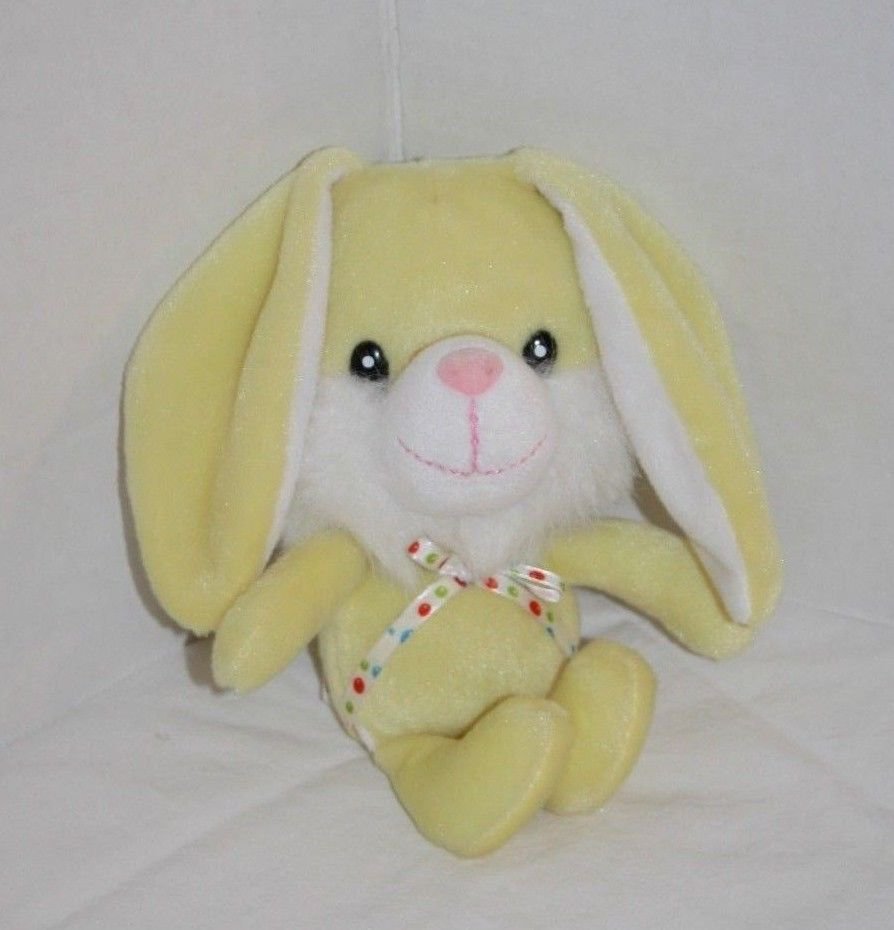 PUBLIX EASTER BUNNY RABBIT 8" Stuffed Animal Plush Yellow Polka Dot Bow