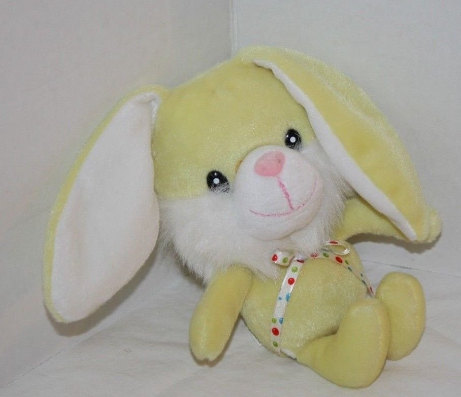 PUBLIX EASTER BUNNY RABBIT 8" Stuffed Animal Plush Yellow Polka Dot Bow