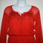 Jessica Simpson Misses MEDIUM Georgette Red Beaded Blouson Sheer Cocktail Dress