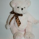 Bearington Baby Pink TEDDY BEAR 10" Plush Stuffed Polka Dot Brown Bow Soft Toy