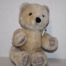 Dakin TEDDY BEAR 9" PLAID FEET EAR JOINTED Soft Toy Beige Plush Stuffed Vtg 1985