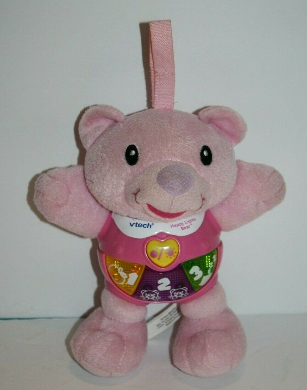 Vtech Happy Lights Bear Pink Musical Plush Stuffed 3-24 Months Light Up ...