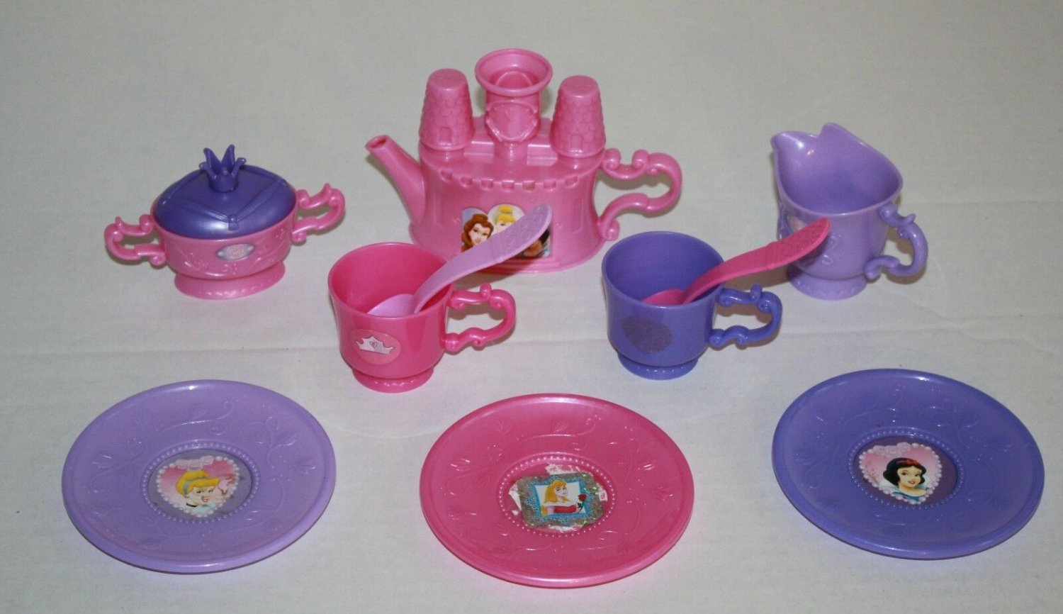 Disney Princess Tea Set Preschool Toy Plastic Pink Purple Pretend Play