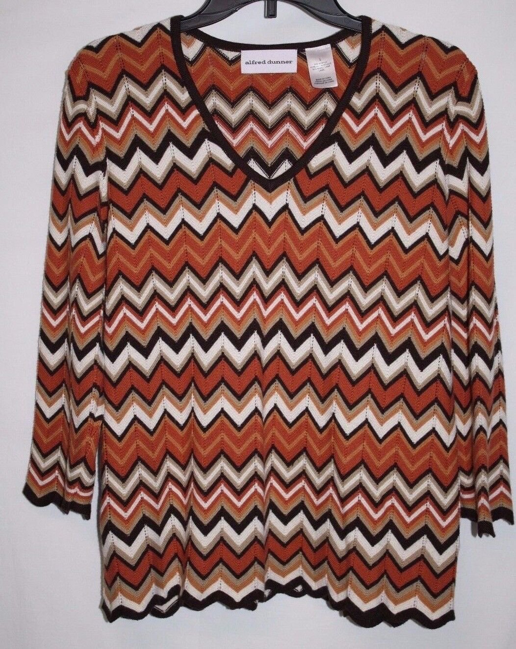 Alfred Dunner Misses LARGE Fall Chevron ZigZag Sweater Acrylic Wool