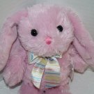 Walmart Easter Bunny Rabbit 9" Pink Plush Striped Bow Stuffed Animal Soft Toy