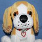 Fiesta Dog Plush Pup Tan White 8" Valentine Heart Charm Bracelet Collar Soft Toy