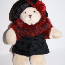 Russ Berrie Oksana Teddy Bear Plush 7" Stuffed Coat Rose Hat Scarf Soft Toy 4500