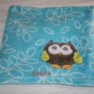 Blankets & Beyond Boys Girls Baby Blanket Owl Corner Blue Leaf Soft Lovey