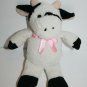 Atico Intl Black White Plush Cow 9" Stuffed Farm Animal Pink Bow Small Soft Toy