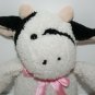 Atico Intl Black White Plush Cow 9" Stuffed Farm Animal Pink Bow Small Soft Toy