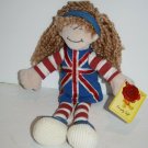 Keel Toys Suzy Doll 11" Soft Toy British Flag Dress Curly Yarn Hair Plush NEW
