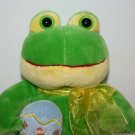 Inter American Products Frog 9" Holds Easter Egg Green Yellow Plush Soft Toy Bow