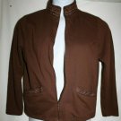 Pappagallo Misses MEDIUM Brown Full Zip Up Jacket Embroidered Pockets Crystals Pappagallo Misses MEDIUM Brown Full Zip Up Jacket Embroidered Pockets Crystals