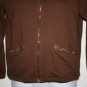 Pappagallo Misses MEDIUM Brown Full Zip Up Jacket Embroidered Pockets Crystals
