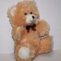 Greenbrier Teddy Bear 10" Sits Light Orange Peach Tan Plush Brown Bow Soft Toy