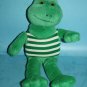 Mary Meyer Frog 14" Green Plush White Striped Shirt Soft Toy Stuffed Vtg 1997