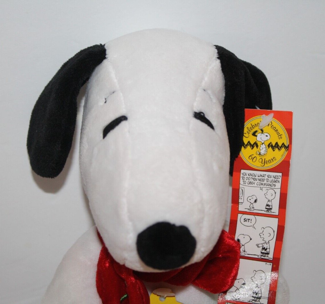 Peanuts Snoopy Plush Celebrate 60 Years 8" 1980s Christmas Lights Scarf ...