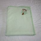 Parents Choice Baby Blanket Monkey Green Fleece Palm Tree Stitched Edge Trim 40"