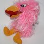 Oriental Trading Pink Furry Plush Bird Puppet 8" Squeaker Beak Soft Toy Stuffed