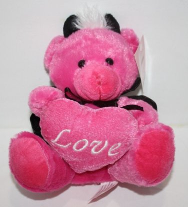 Inter American Pink Plush Devil Valentines Love Heart Teddy Bear 7" Soft Toy #3