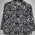 Kim Rogers Petite MEDIUM Black White Floral Cropped Jacket Career Casual Pockets Kim Rogers Petite MEDIUM Black White Floral Cropped Jacket Career Casual Pockets