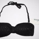 Catalina Misses SMALL 4-6 Bikini Top Swimsuit Rich Black Crochet Halter New