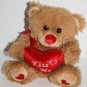 Walmart Brown Bear Plush 7" Sits Red Heart Kiss Me Valentines Stuffed Animal Toy