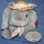 Chosun Stuffed Easter Bunny Rabbit 7" Small Gray Plush Straw Hat Cap Flower Tie