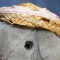 Chosun Stuffed Easter Bunny Rabbit 7" Small Gray Plush Straw Hat Cap Flower Tie