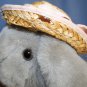 Chosun Stuffed Easter Bunny Rabbit 7" Small Gray Plush Straw Hat Cap Flower Tie