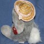 Chosun Stuffed Easter Bunny Rabbit 7" Small Gray Plush Straw Hat Cap Flower Tie